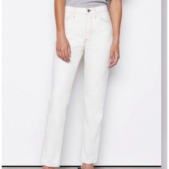 New FRAME Denim The True Straight High Rise Jeans OPTTSTR728 Blanc Women Size 27